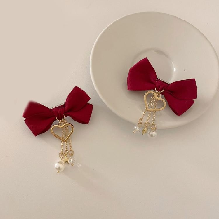 Bow Pearls Hair Clip Y2K Style Hairpin Sweet Balletcore Bunches Hair Clips