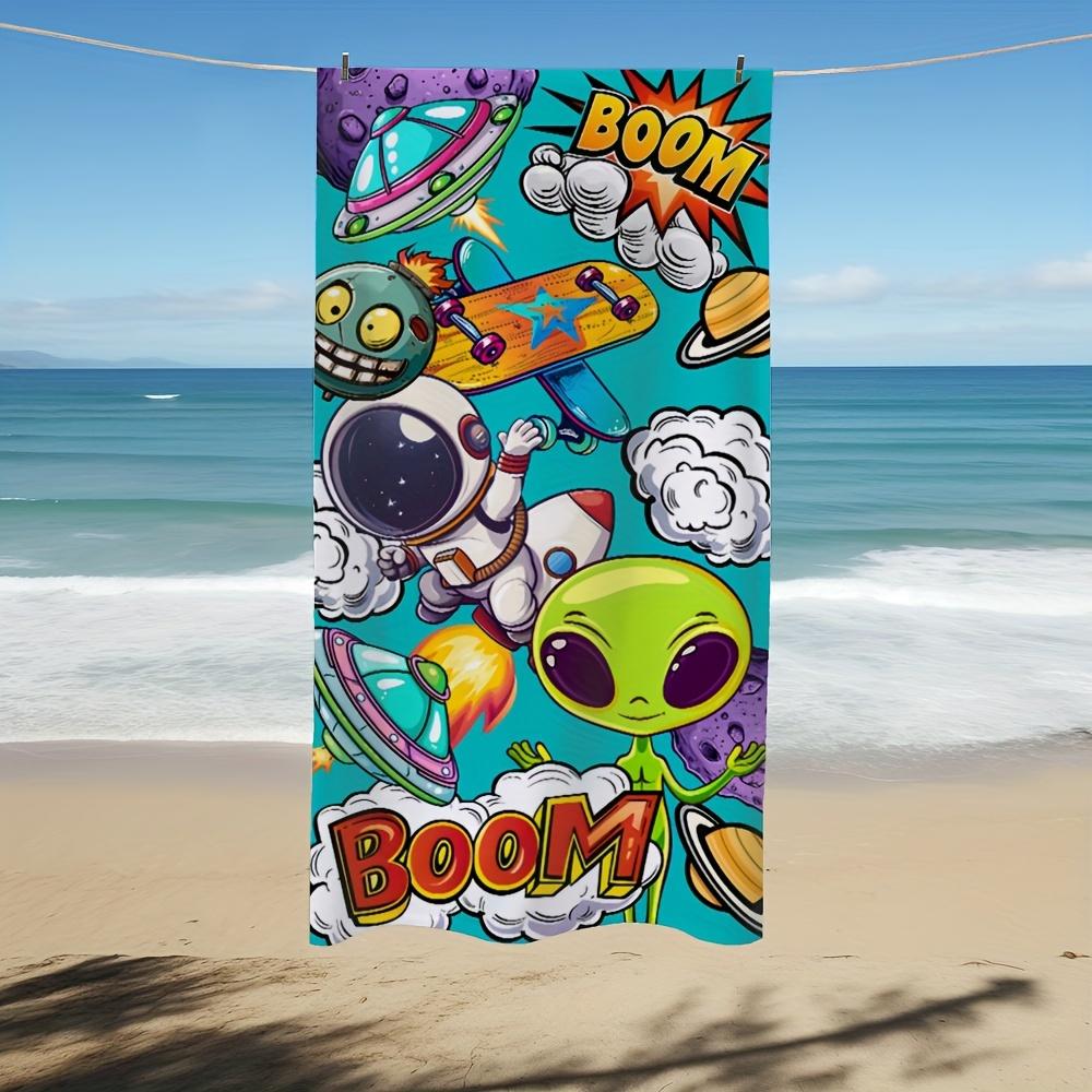 

Spaceman Cartoon Funny Print Beach Towel, Microfiber Quick Dry Soft Absorbent for Swimming Travel Camping Gift W40*H60(CM)