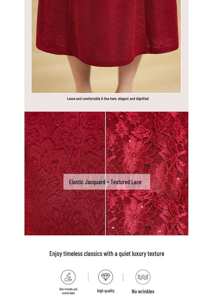 Elegant Spring Dress for Mother of the Bride or Wedding Guest - Stylish Attire for Middle-Aged and Elderly Women