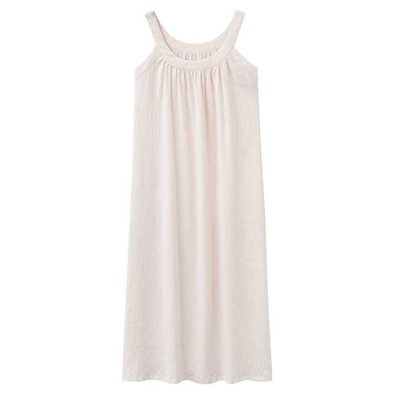 Suspender Nightdress Women's Cloud Cotton Cool Solid Color Sleeveless Neck Pajamas with Chest Pads Summer Loungewear Can Be Worn Outside