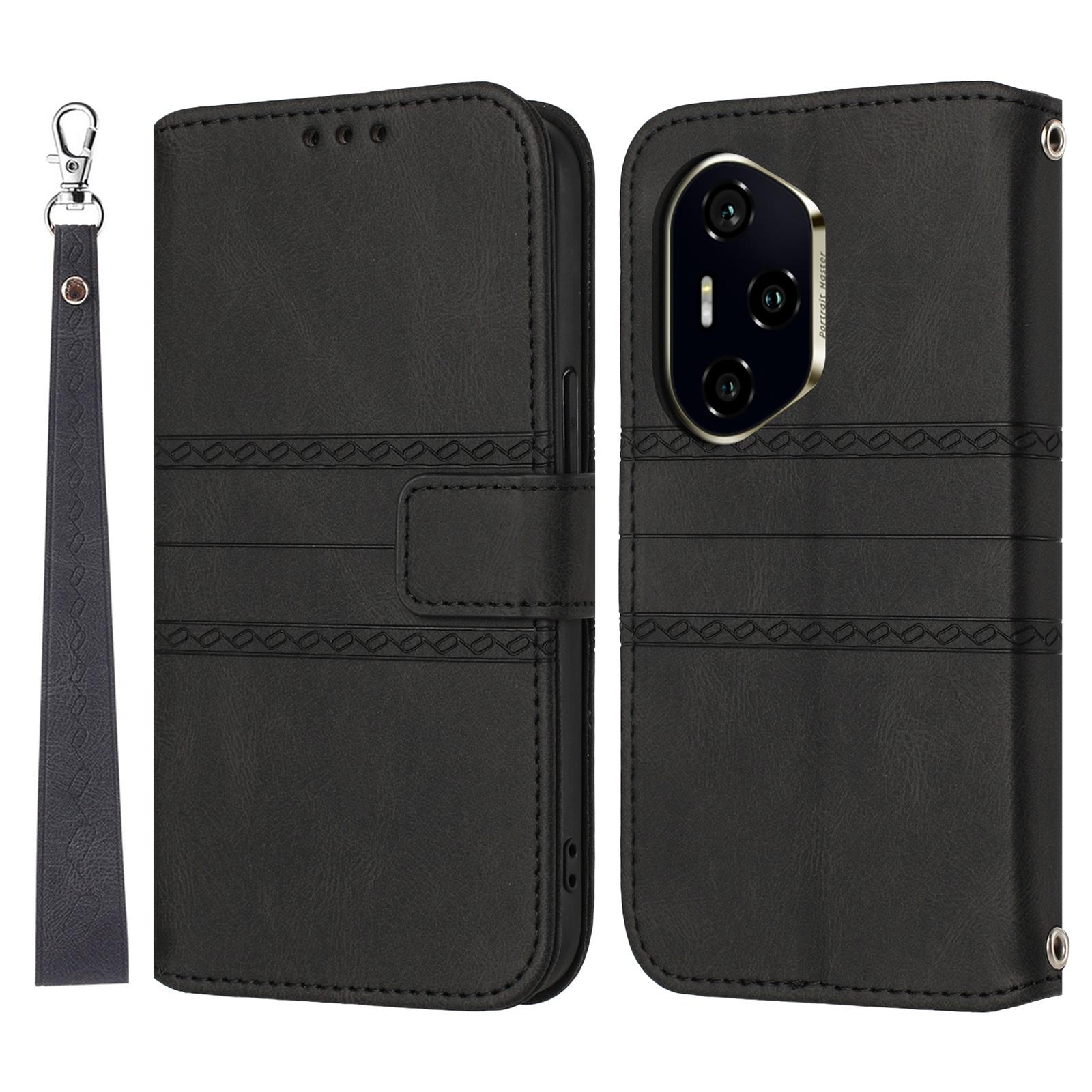 

Чехол-кошелек для Honor 300 Pro из кожи с тиснением Black