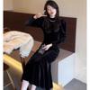New temperament advanced sense of body black velvet dress children