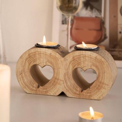 Porte-bougie chauffe-plat en forme de cœur Ornement de bureau Cadeau romantique Décoratif pour mariage