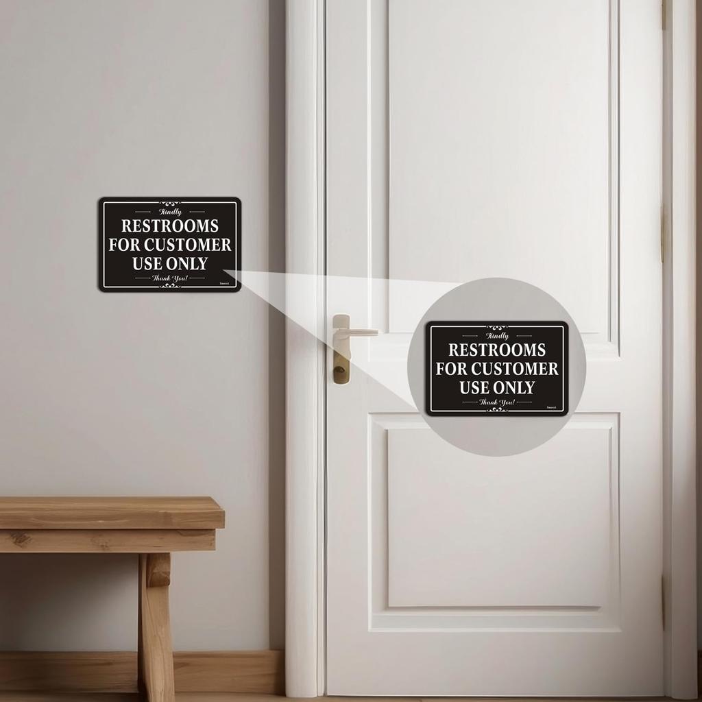 Restrooms for er Use Only Signs 6” x 4” Restrooms for ers Only Sign, Restroom Signs for Home/Business, Self-Adhesive Backing, Thick Acrylic, Easy