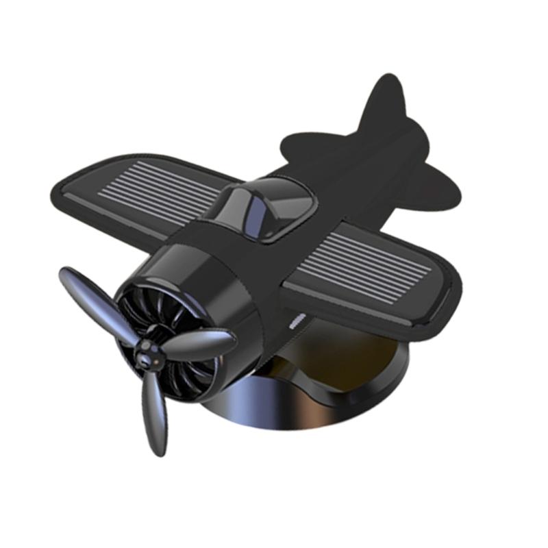 Solar Energy Powered 360 Spin Aircraft Car Ornament ABS Dashboard Decoration with Not Slip Base Interior decors