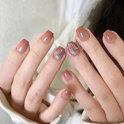 24 Pieces Early Autumn Fairy Energy Dream Butterfly White Gentle Temperament Sweet Fake Nail Wearable Manicure