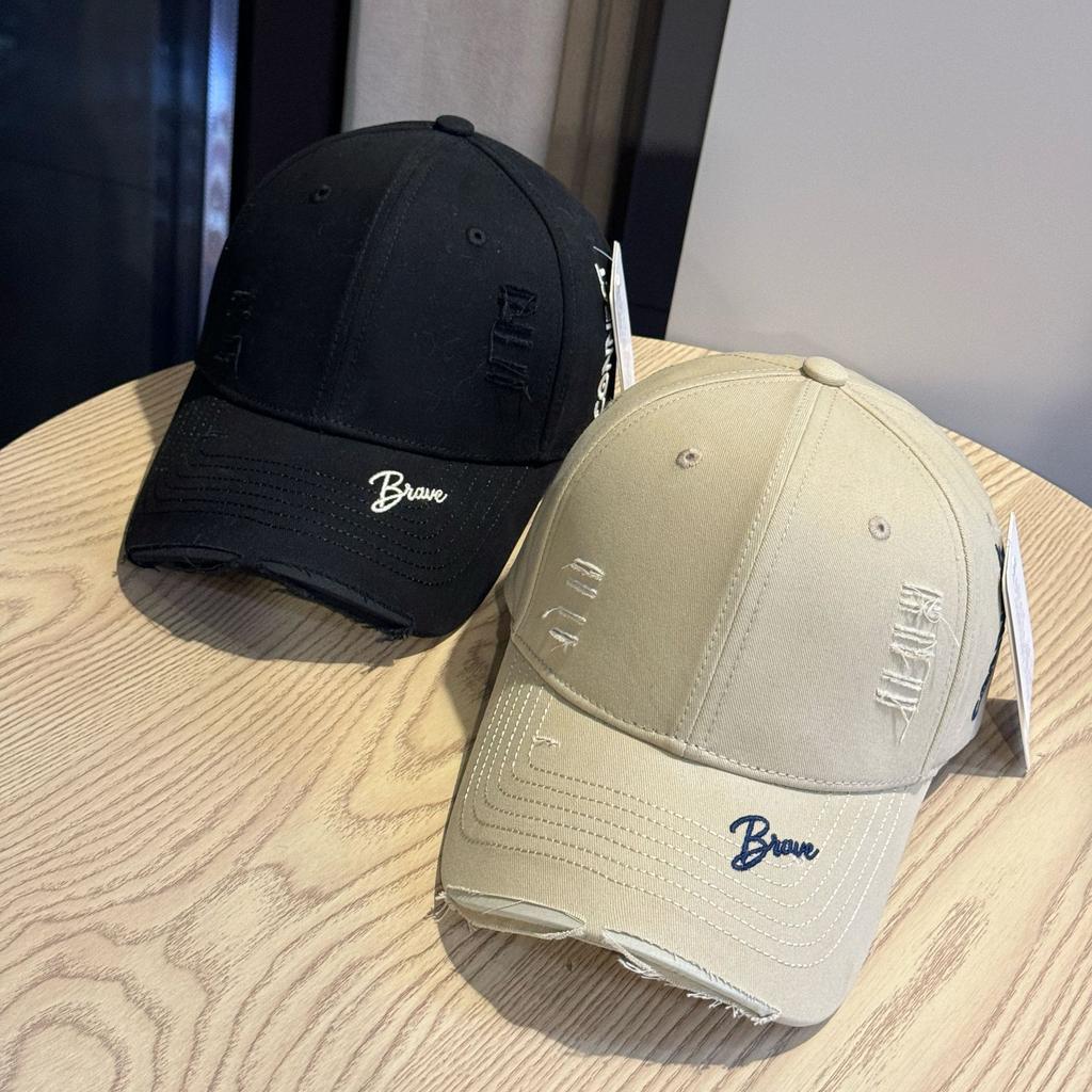 Korean-style large head circumference hard-brim baseball cap for women that makes the face look smaller, casual and versatile, with distressed