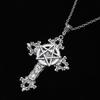 Retro Five-Pointed Star Crucifix Pendant Necklaces Alloy Texture Woman Pentacle Jewelry Pendant Necklaces for Daily