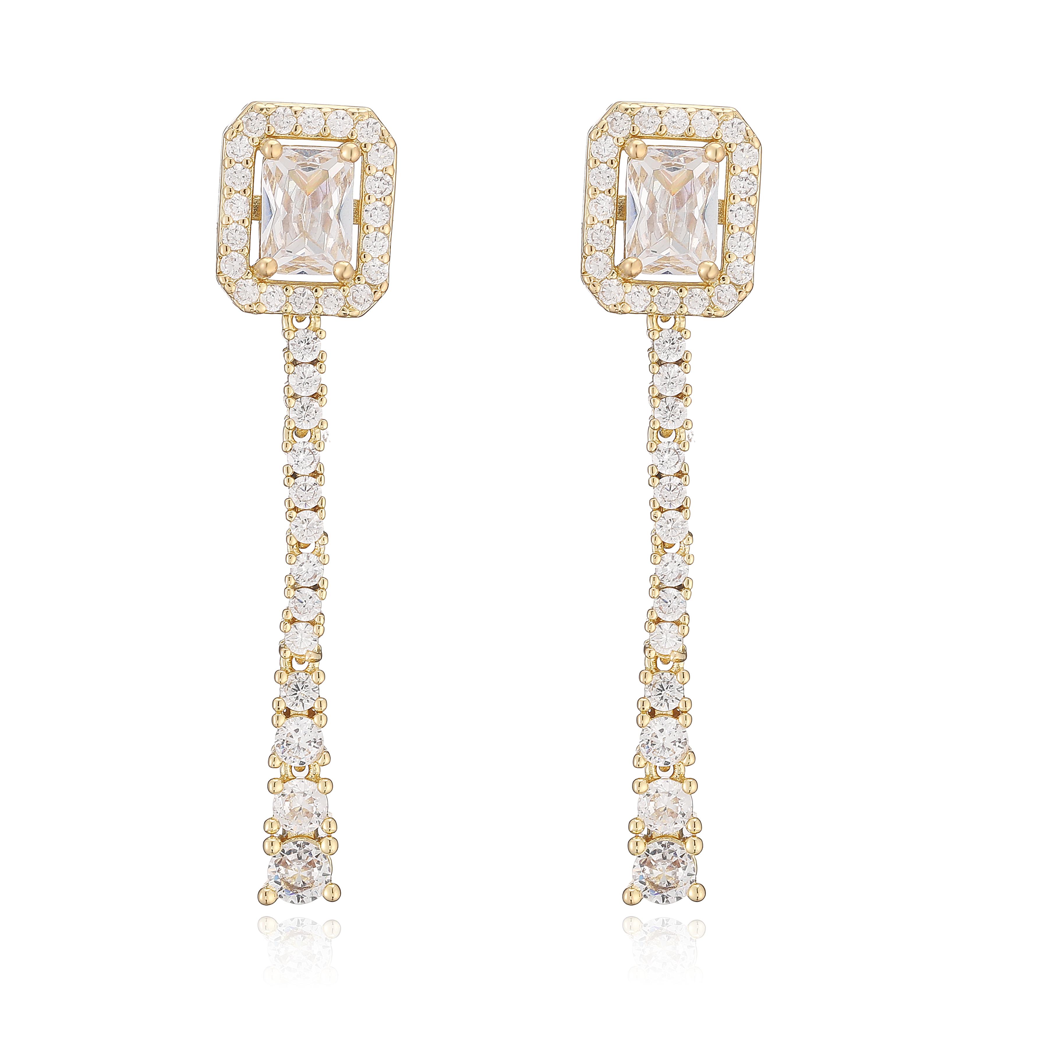 Luxurious and Exquisite Copper Stud Earrings with Zirconia – Jewellery for Banquets and Parties – Evening Wear Accessories