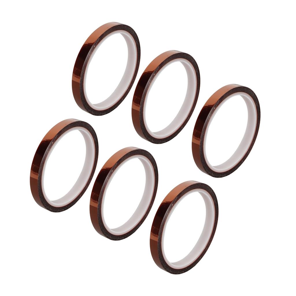 6pcs Heat Resistant Tape Residue Free Polyimide Sublimation Thermal Tape for DIY T Shirt Mug Electronics Crafts 0.6cm