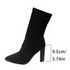 Autumn Winter New Couple Socks Shoes Women Chunky Heels Boots Large Size Knitted Short Boots Women Botas De Mujer Q115