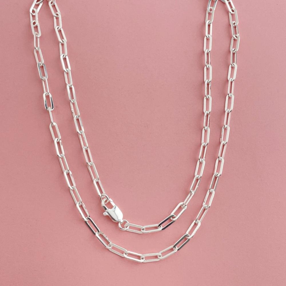 2026 Jewelry Silver Simple Paperclip Necklace Collarbone Chain