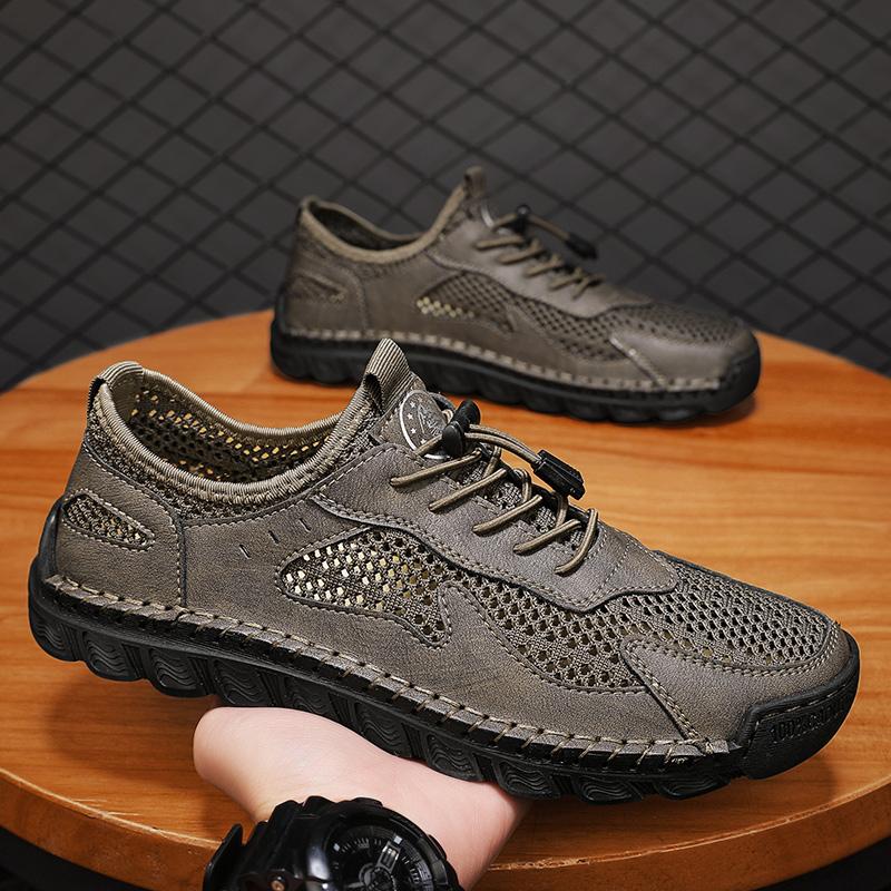 Summer New Mesh Breathable Sandals for Men Casual Sports Shoes Comfortable Walking Mens Sneakers Breathable Top Layer Leather
