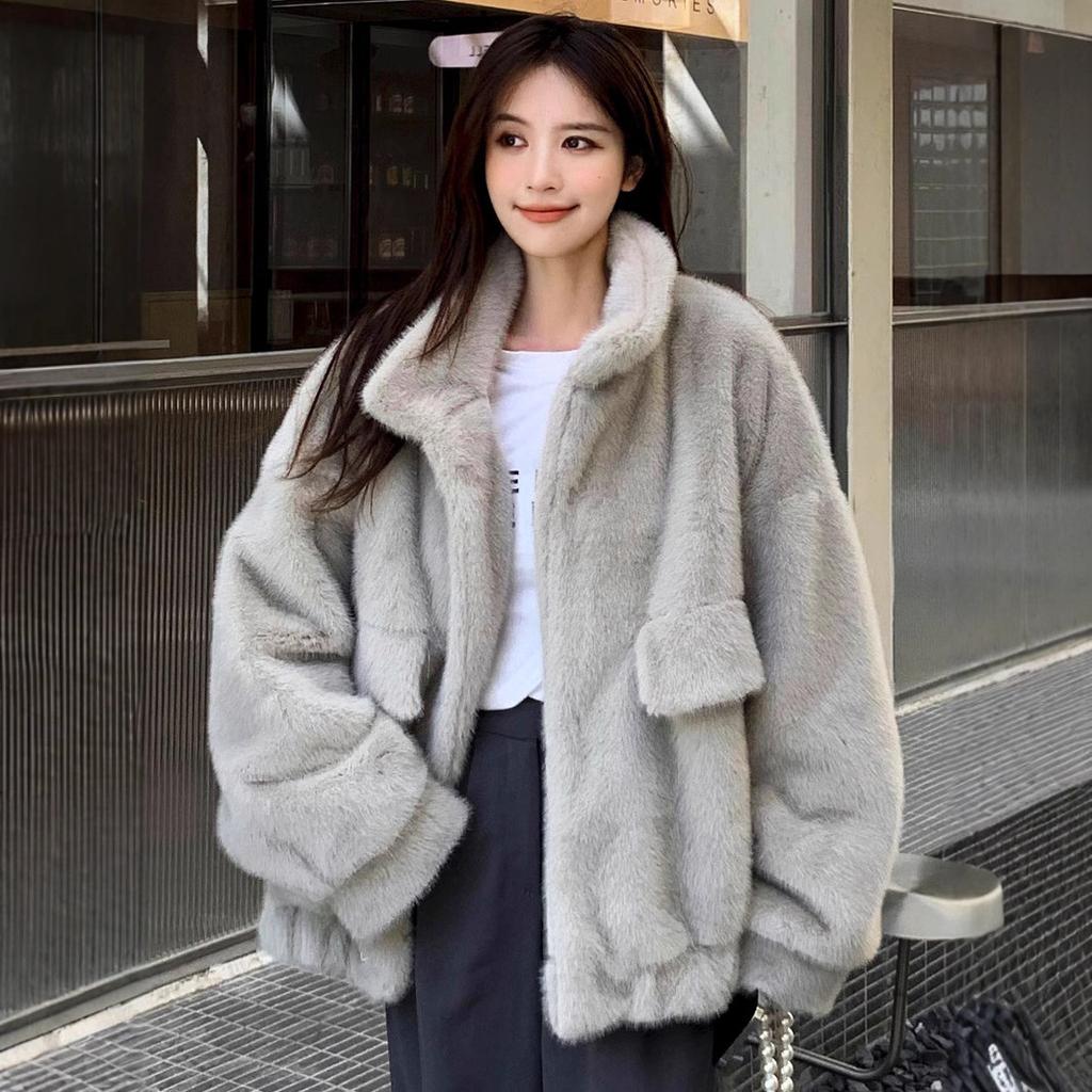 Hot Autumn and Winter Imitation Fur Artificial Fur Jacket Medium and Long Mink Clothes