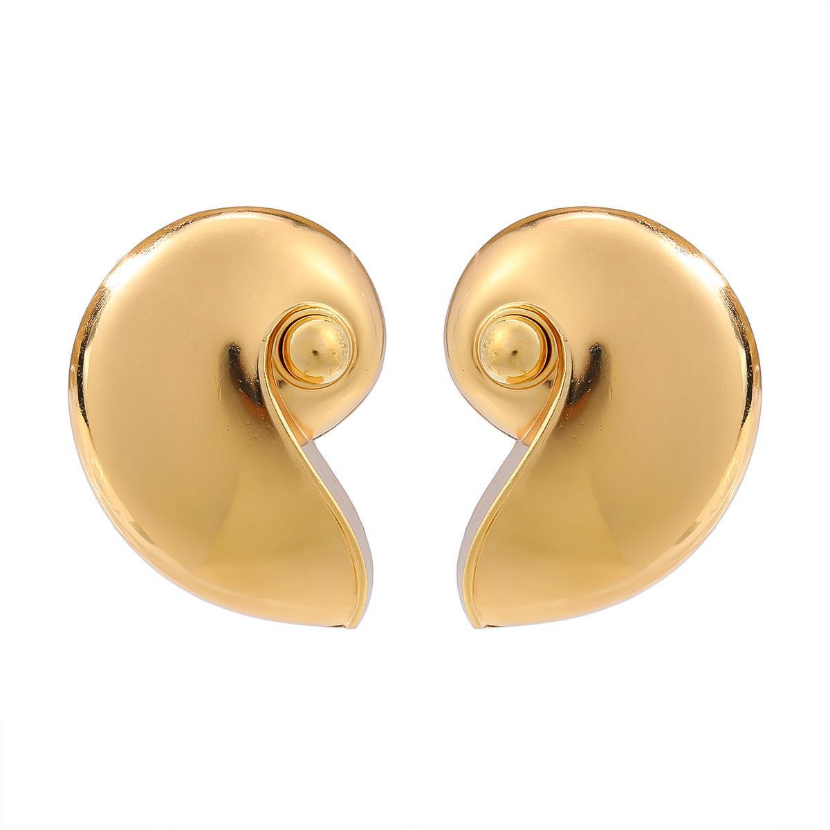 

Серьги-ракушки в преувеличенном морском стиле для женщин - блестящий сплав европейского и американского дизайна золотой