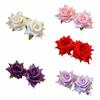 Cloth Floral Stud Earrings Solid Color Drop Earrings Retro Rose Flower Earrings  Women