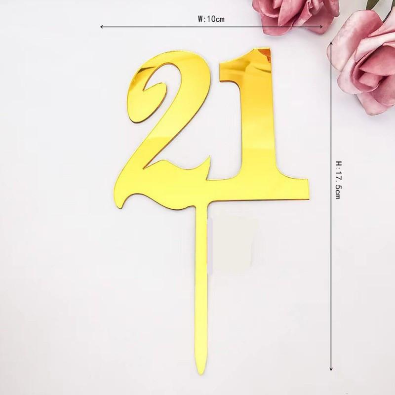 Nummer 18 21 30 40 50 60 100 Acryl Dekorativer Stecker Hochzeitstag Geburtstagstorte Plakette