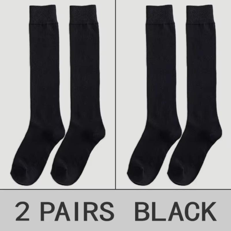 2 Pairs of Socks Women's Calves Socks Pure Color Cotton Socks Knee-japanese Department Jk Stockings College Wind Pile Socks
