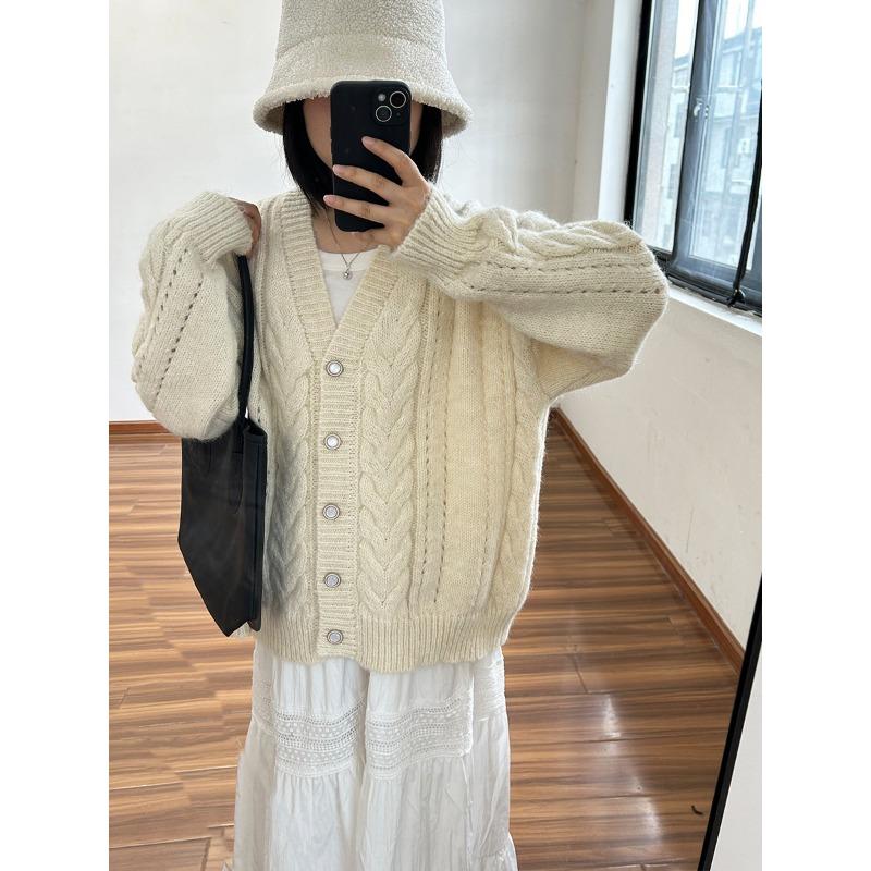 Loose knitted cardigan autumn and winter new gentle wind soft waxy sweet lazy wind sweater jacket women
