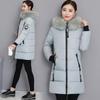 Women's Medium to Long Slim Fit Cotton Coat with Large Fur Collar