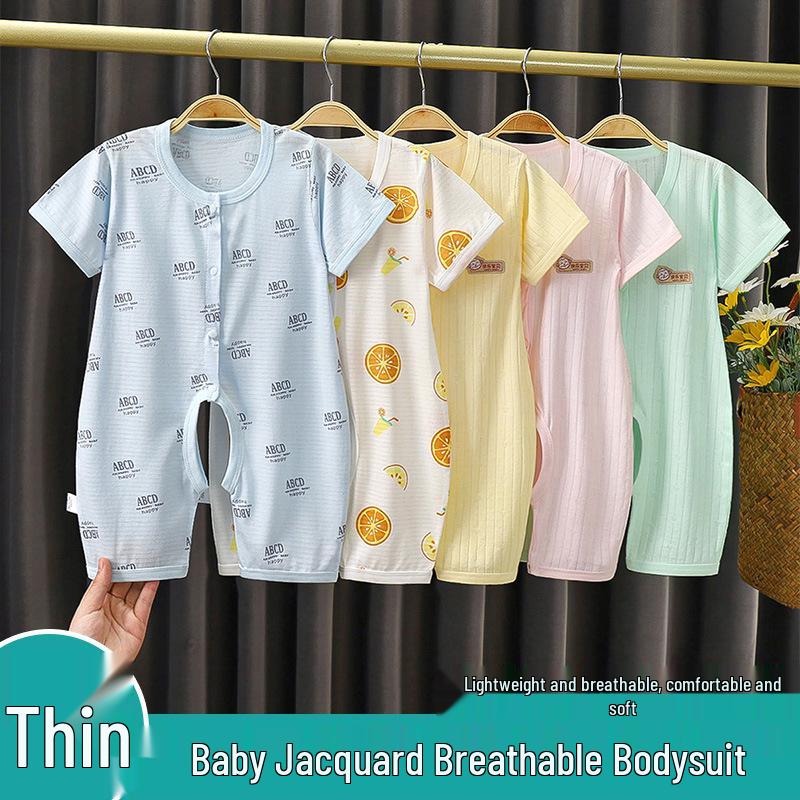 2023 Korean Style Infant Short Sleeve Cotton Bodysuit - Summer Thin Baby Jumpsuit