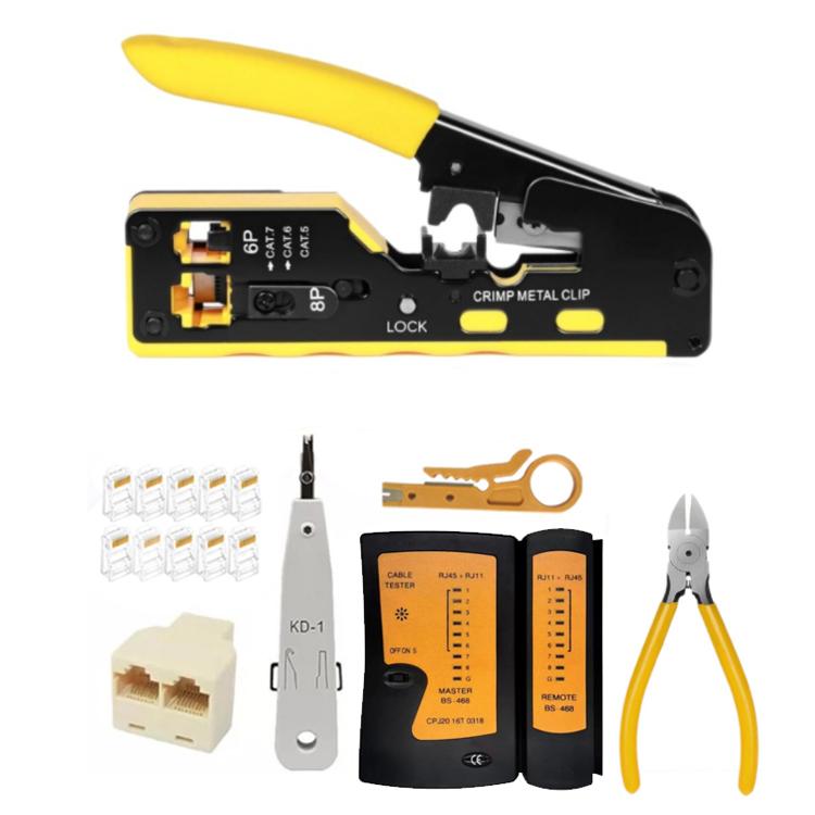 Multifunctional 6P 8P Wire Cable Crimper Stripper Cutter Pliers Network Cat5e Cat6 Cat7 Rj45 Pass EZ Crimping Tool Novelty Gift