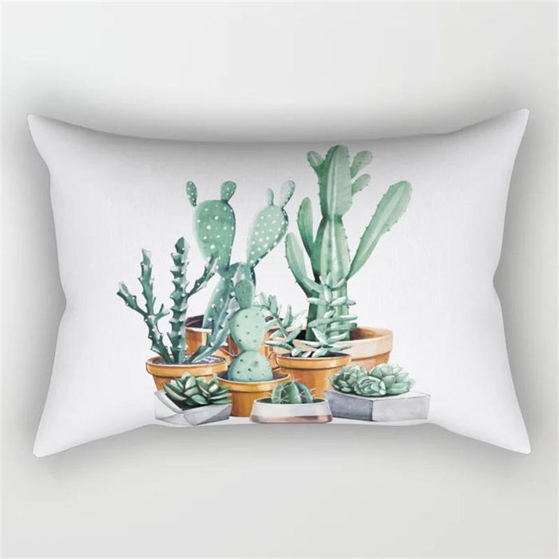 30x50cm Green Tropical Leaves Plant Pillowcase Cactus Flower Polyester Cushion Cover Ins Natural Landscape Pillowslip Home Decor