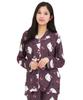 Hello Kitty Shirt Pajamas Powder Stretch Long Sleeve Long Pants Top and Bottom Set Loungewear [SAZAC] Women's (Charcoal Gray/M/SAN1906)