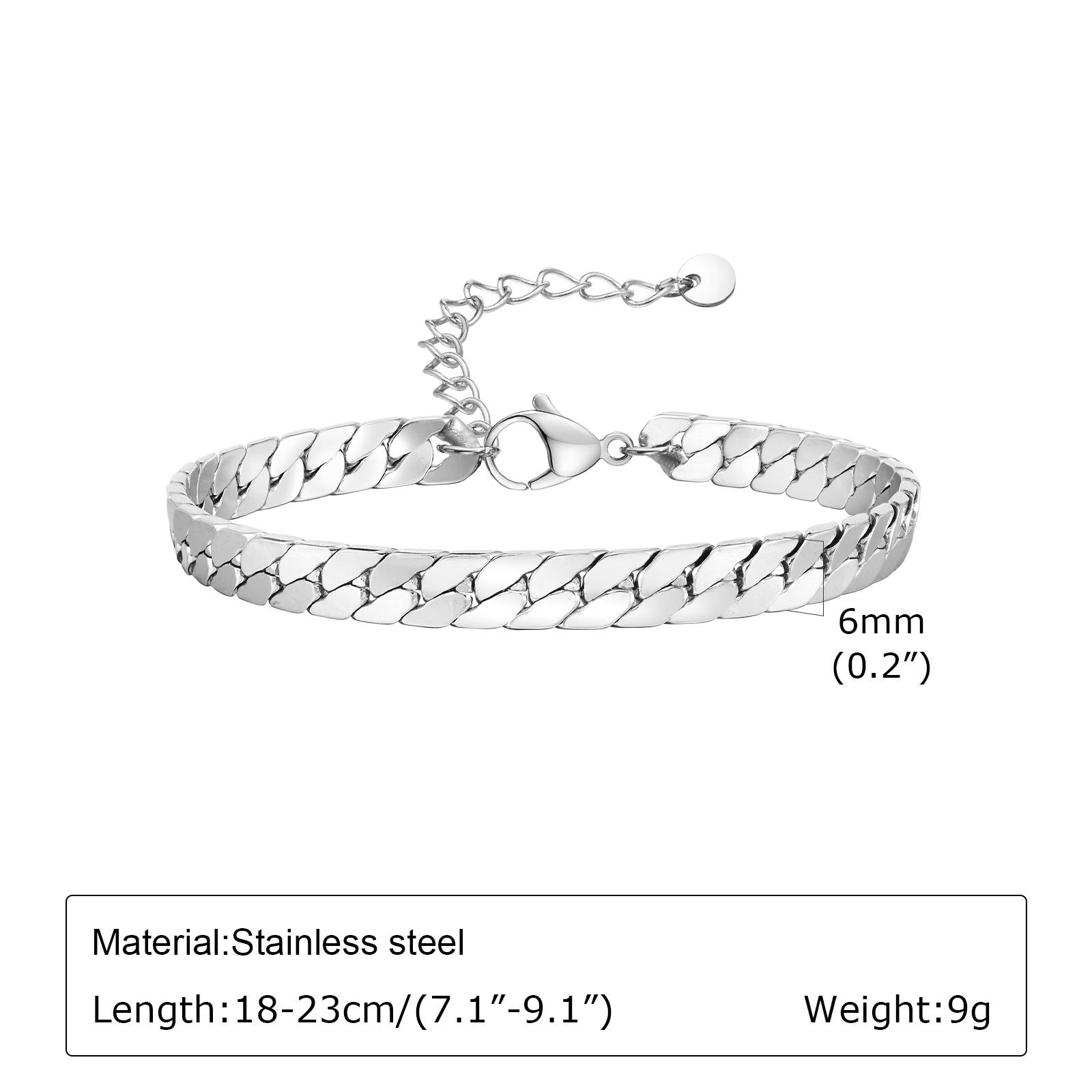 

Плоские кубинские цепочки-браслеты для мужчин, регулируемый браслет из нержавеющей стали, классические мужские аксессуары, подарки с цирконом