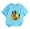 Kids Boys Girls 100% Cotton Crew Neck Short Sleeve T-Shirt Cute Game Plant Character Printed Casual Soft Breathable Tee for Children Daily Wear