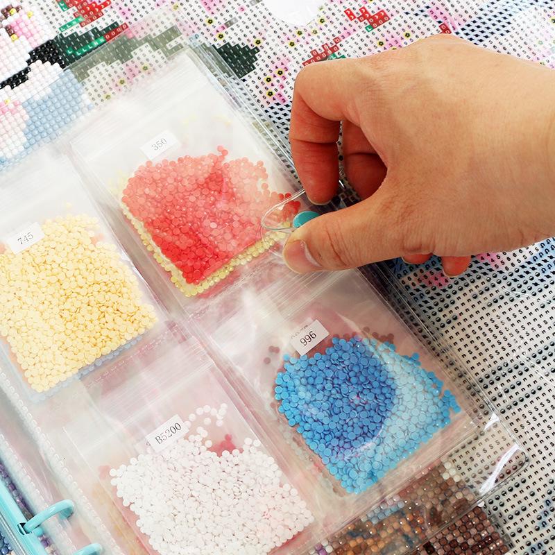 Diamond Painting Storage Album & Tool Kit: DMC447 Color Number Stickers, Self-Sealing Bags