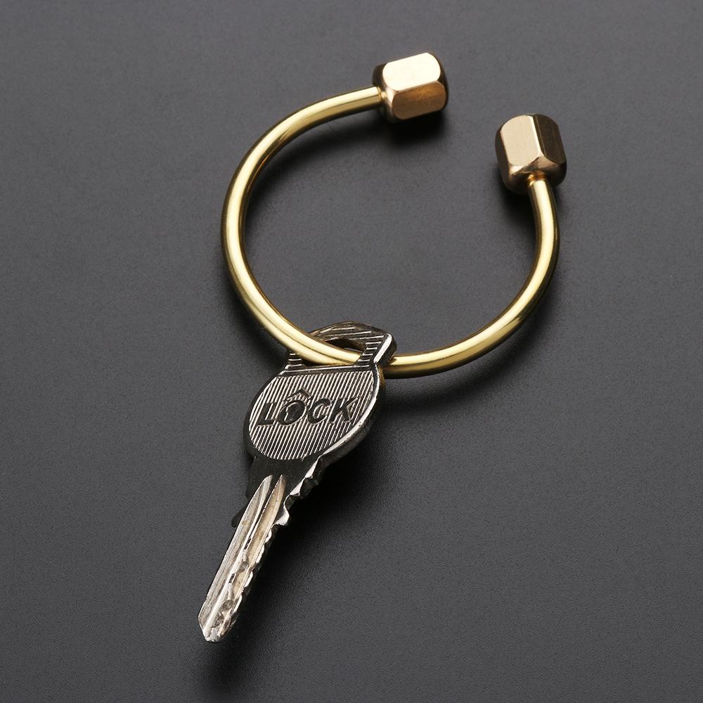 Portable Buckles Whistle Ruler Key Ring Brass Keychain Pendant Jewelry Accessories