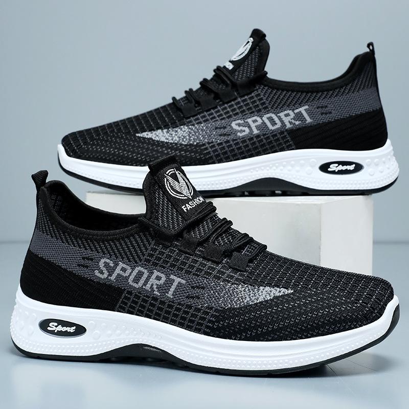 Men's shoes sneakers new breathable fly-woven mesh shoes soft-soled men's single shoes comfortable running shoes fashion shoes men's