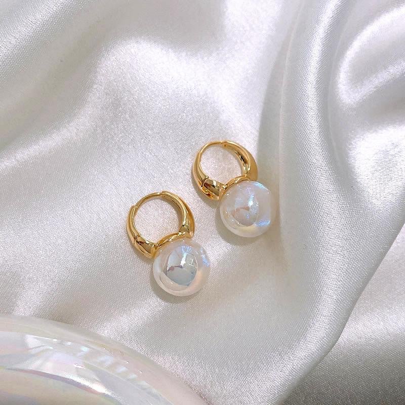Shine Simulation Mermaid Pearl Hoops Earrings Exquisite Women Wedding Jewelry Earring Gift
