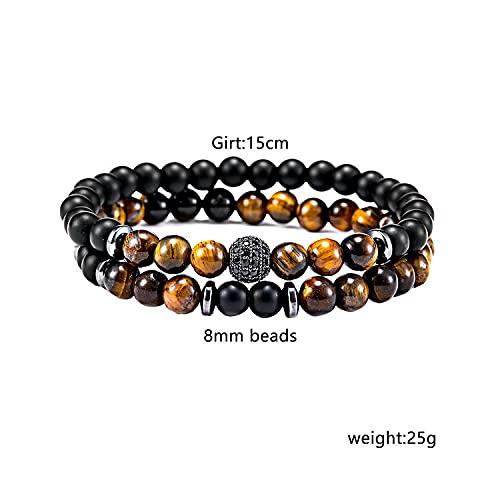 AIKS Merk Populaire Zwarte Galsteen Armband voor Mannen, Zwarte Mala Kralen, Dubbele Rij Mannen Armband, Hawaïaanse Stijl Cadeau