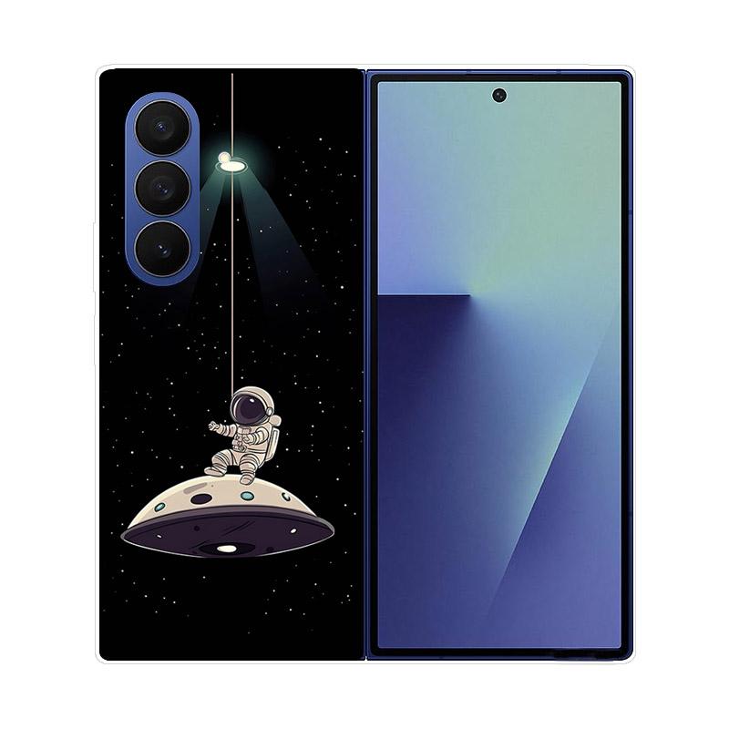 Luxury Transparent Hard PC Folding Phone Case For Samsung Galaxy Z Fold 7 6 5 4 ZFold 3 Fold7 Cases Fashion Painting Clear Cover