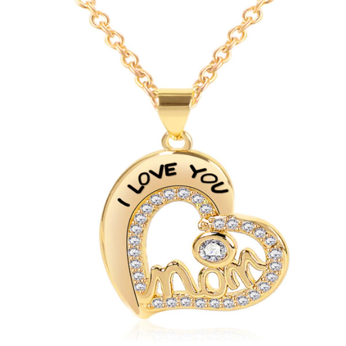 

Mom heart shape Mom love necklace inlaid zircon neck chain collarbone chain Mother s Day gift