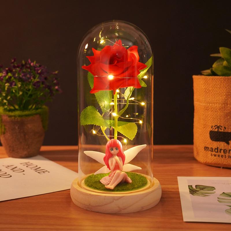 Flower Fairy Rose Ornament Creative Valentine's Day Gift Glass Cover Night Light Christmas