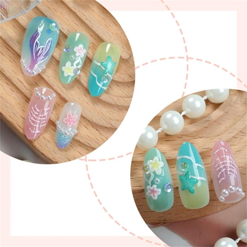 Press on Nail,Fake Nail Stick Glues on Nail Acrylic Nail with Designs Artificial False Nail for DIY Nail Art Designs