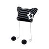 Cute Fashion Autumn Winter Cat Ears Hats For Women Girls Punk Striped Thickened Warm Cap Hairball Pendent Cold-Proof Hat Gifts