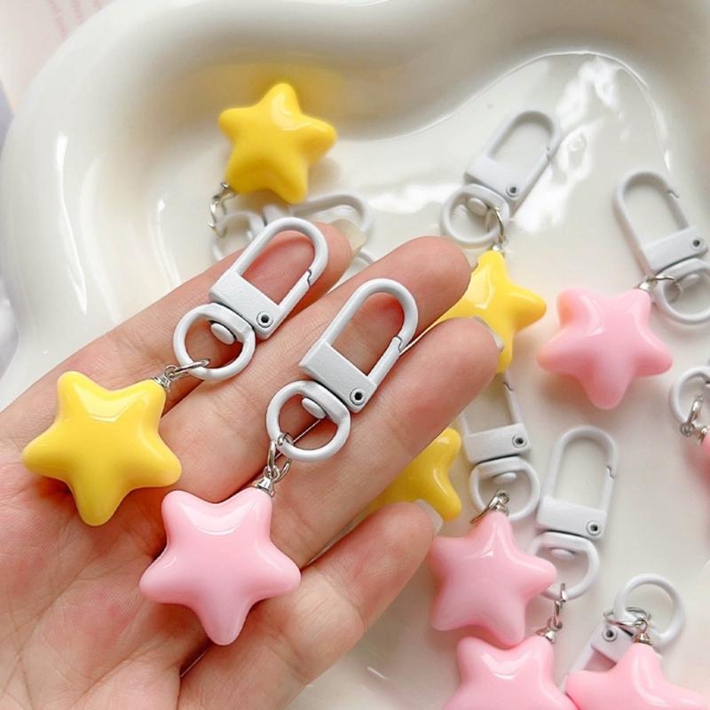Acrylic Phone Pendant Chubby Color Five-Pointed Star Y2k Girl Heart Phone Buckle Niche Keychain Handmade Beads Trinket