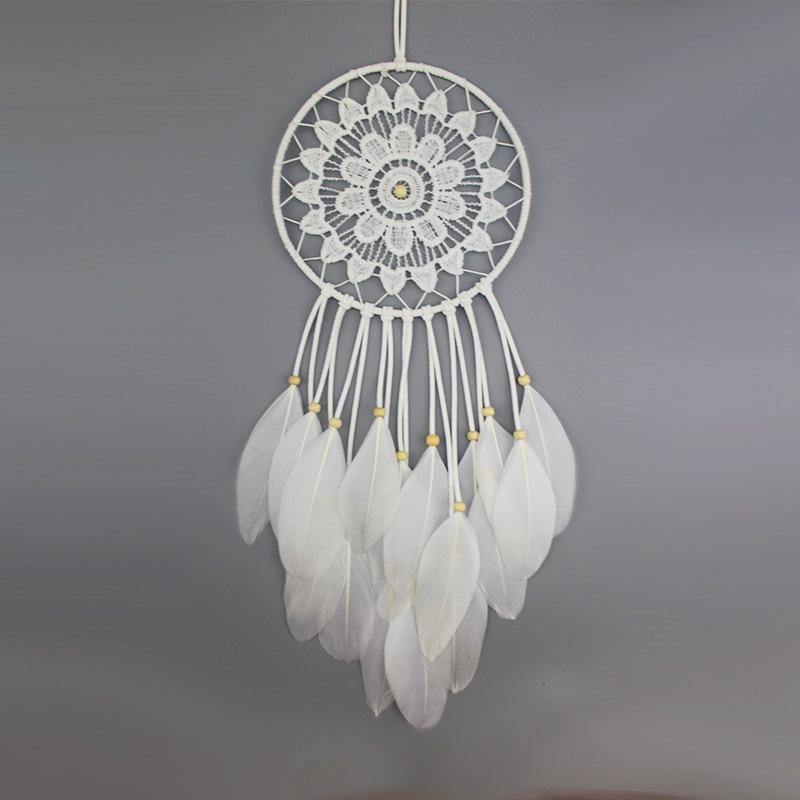 1Pcs White Simple Feather Handmade Jewelry Indian Dream Catcher Ornaments for Wedding Home Decoration Party Gifts Gifts for Friends