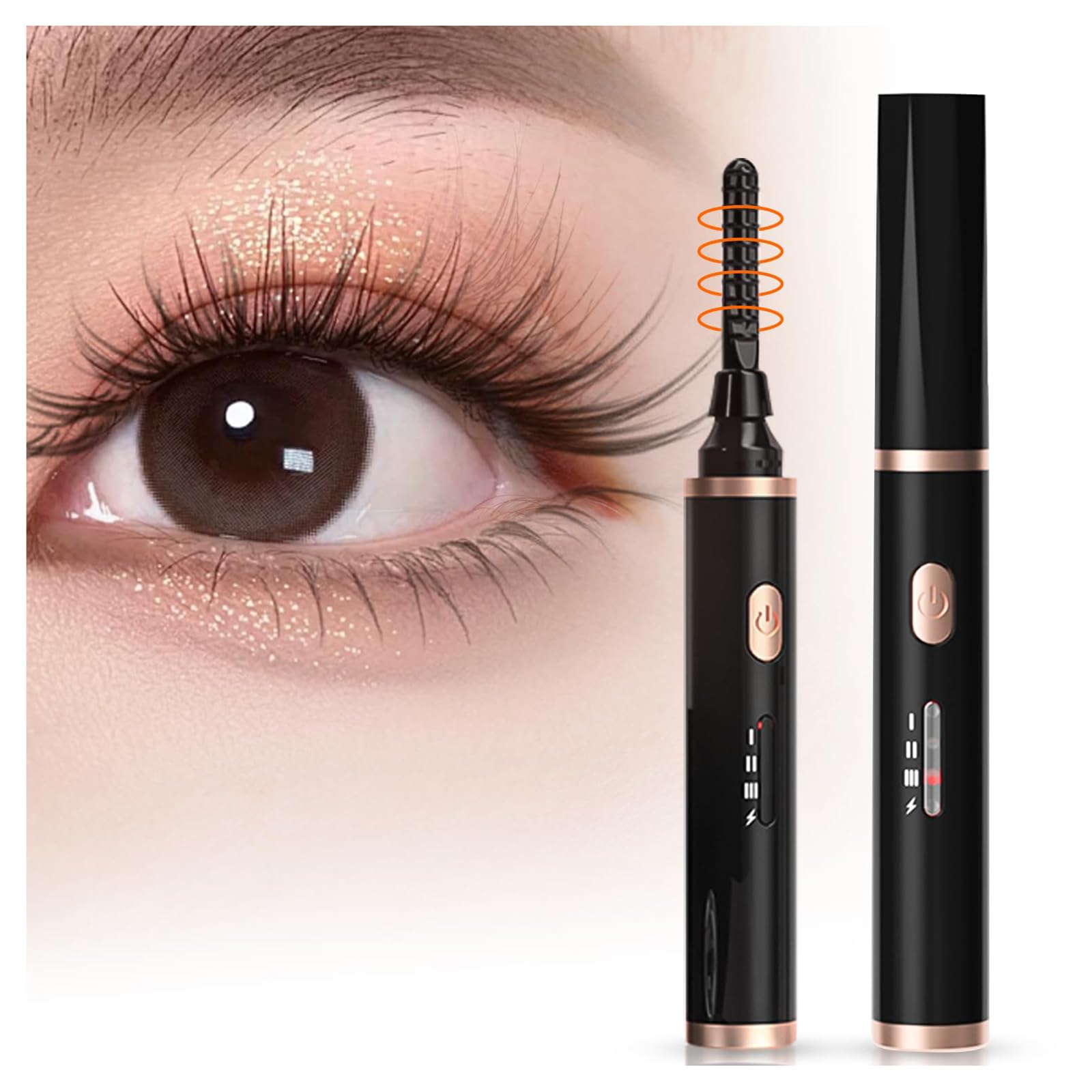 

Hot Eyelash Curler with 3 Temperature USB LED and Lower Eyelash Brush Settings, 10-Second Preheat, Heat-Sensitive Silicone, Rechargeable, Portable,