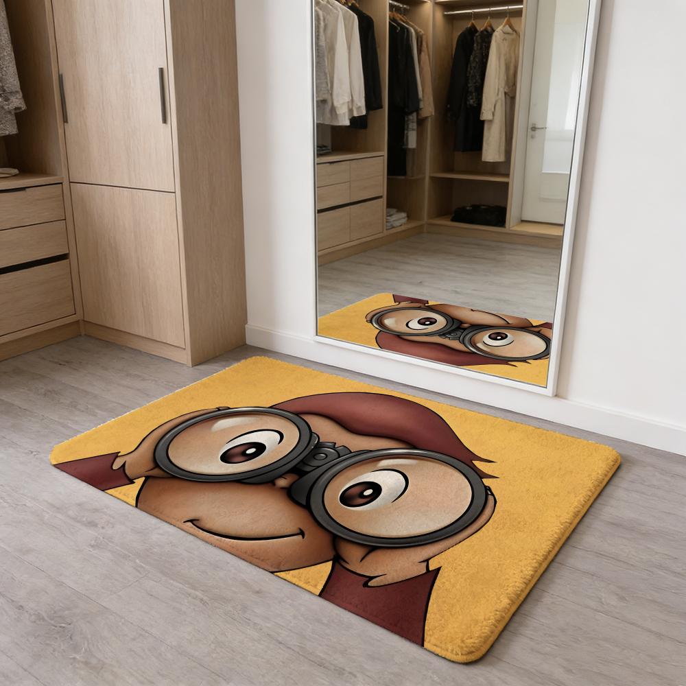 MONKEY CARTOON C-Curious GeorgeS Floor Mat Flannel Door Mat Non-Slip Absorbent Washable Indoor Home Rug