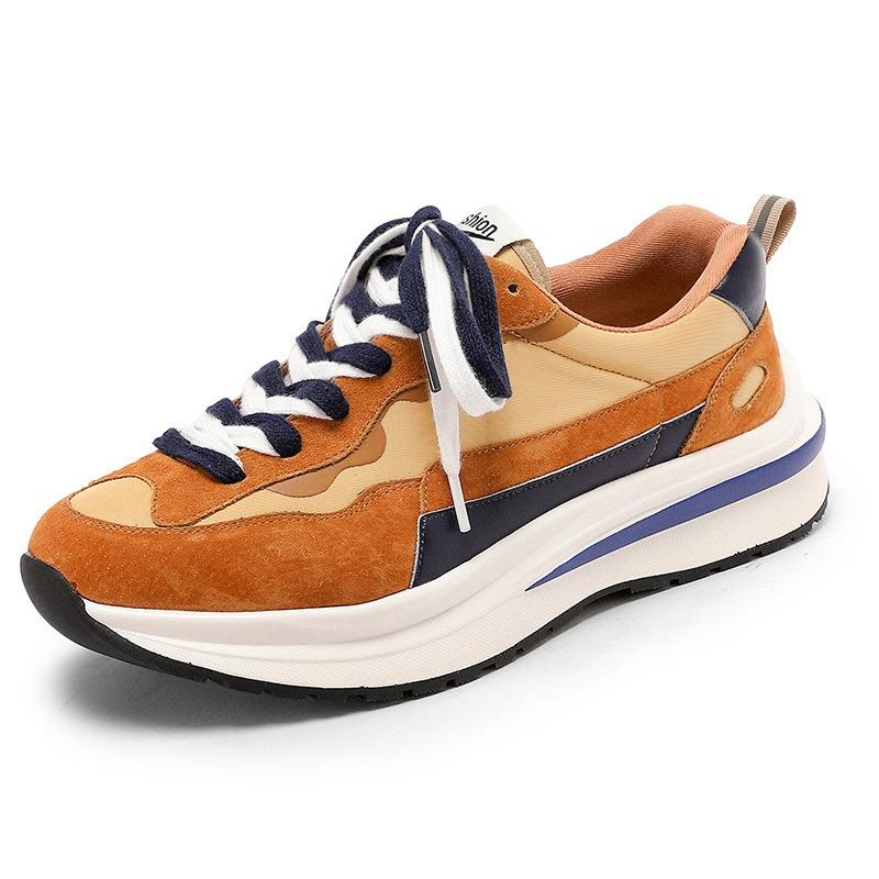 Women's spring new leather platform shoes fashion versatile sports and leisure shoes