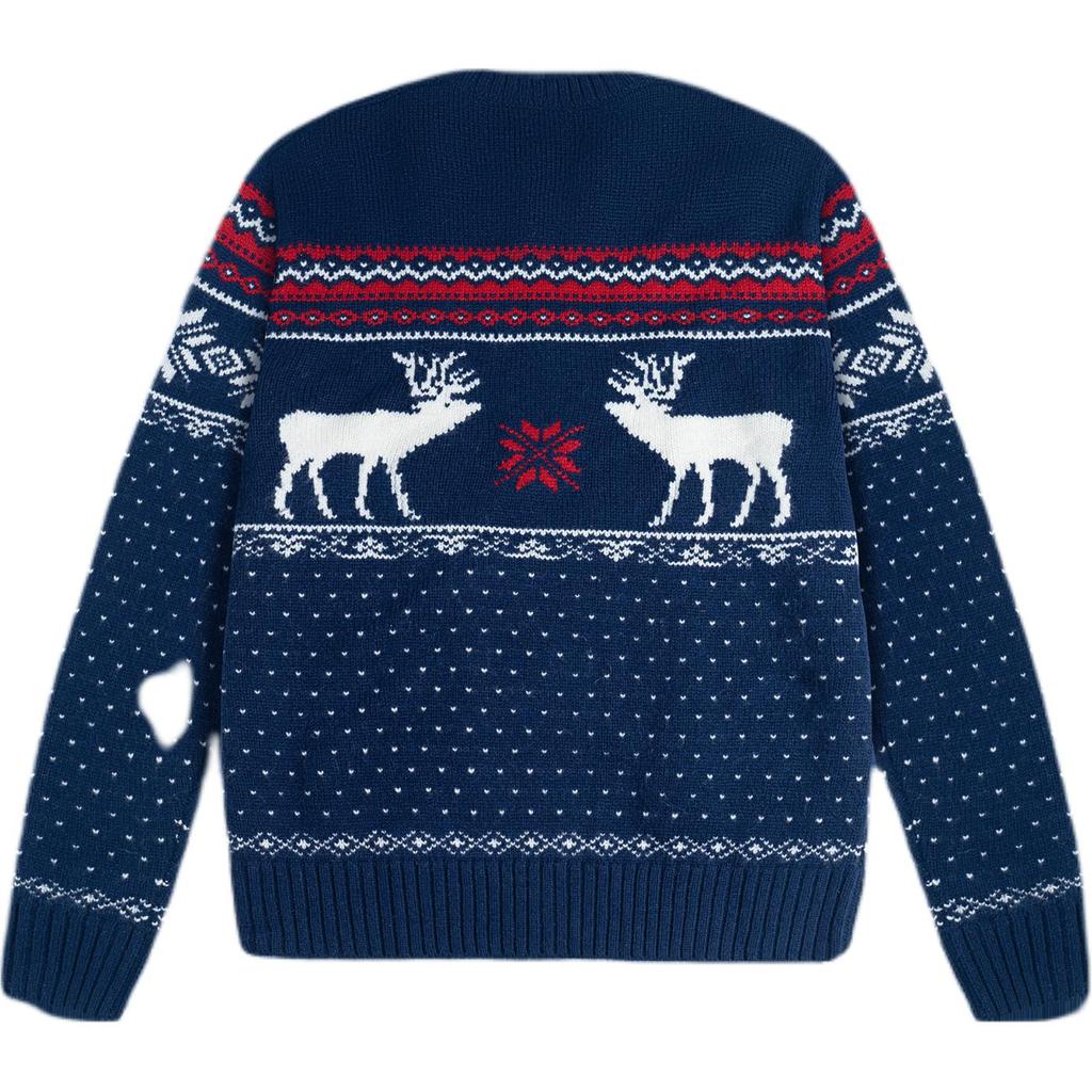 Polo Ralph Lauren FW23 Christmas Reindeer Pattern Wool Crew Neck Sweater Men Sweater Dark-Blue 710858358-001