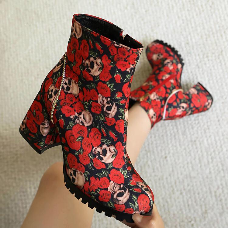 High-heeled Short Boots Large Size Color Autumn Medium Tube European and American Waterproof Table Color  Boots