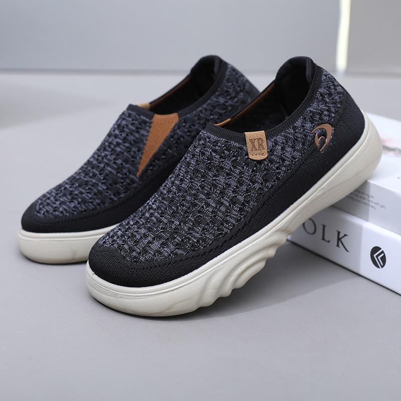 New Old Beijing Cloth Shoes Women's Knitted Elastic Thick-soled Breathable Non-slip One-pedal Versatile Loafers Casual Shoes