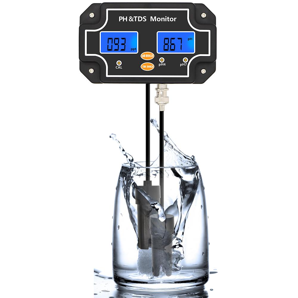 

LCD Digital Water Quality Monitor 2 in 1 PH&TDS Tester 0-14pH Meter TDS Detector Waterproof Water Analyzer for Fish Tank Pool