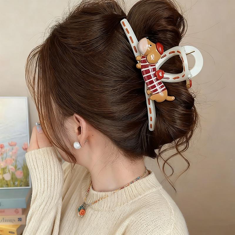 Dachshund Puppy Acrylic Hair Claw: Cute Cartoon Shark Clip for Thick Hair